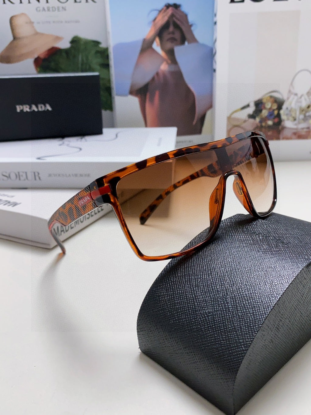Prada Polarized Oversized Brown Lens Sunglasses for Men & Women - detail image 7
