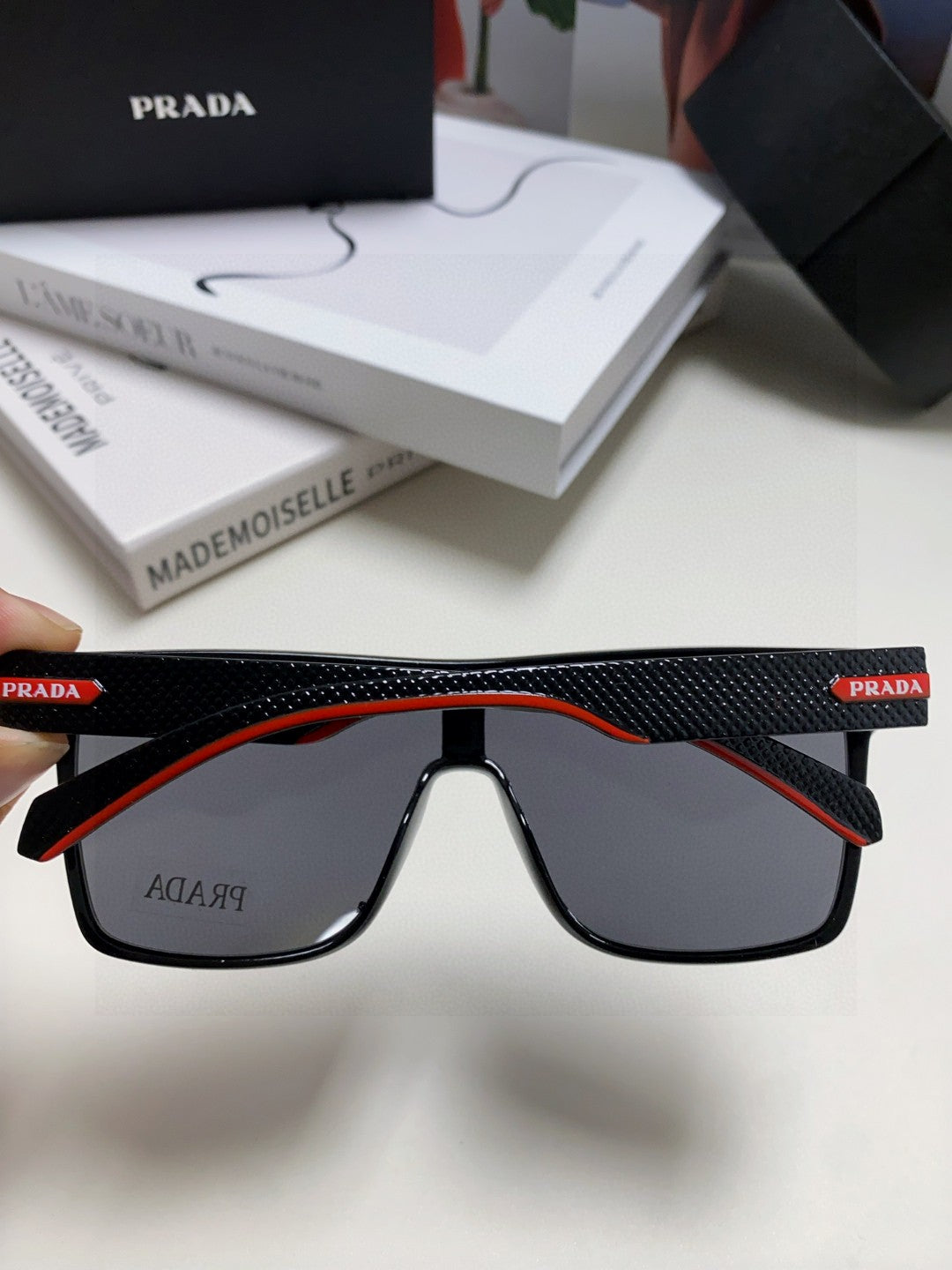 Prada Polarized Oversized Gray Lens Sunglasses for Men & Women - detail image 4
