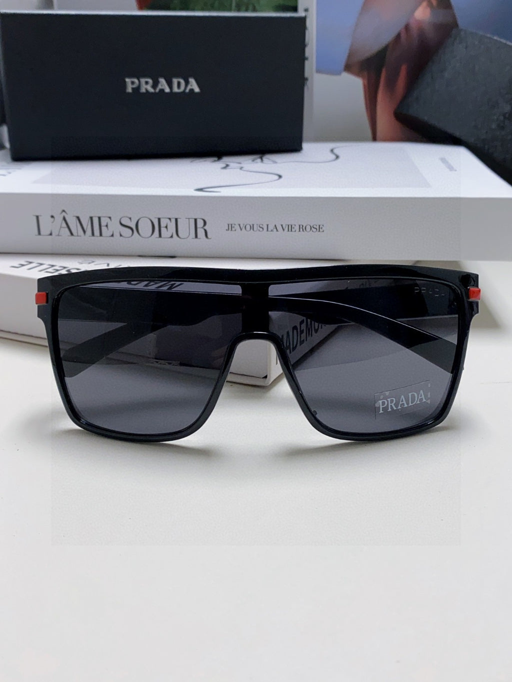 Prada Polarized Oversized Gray Lens Sunglasses for Men & Women - detail image 6