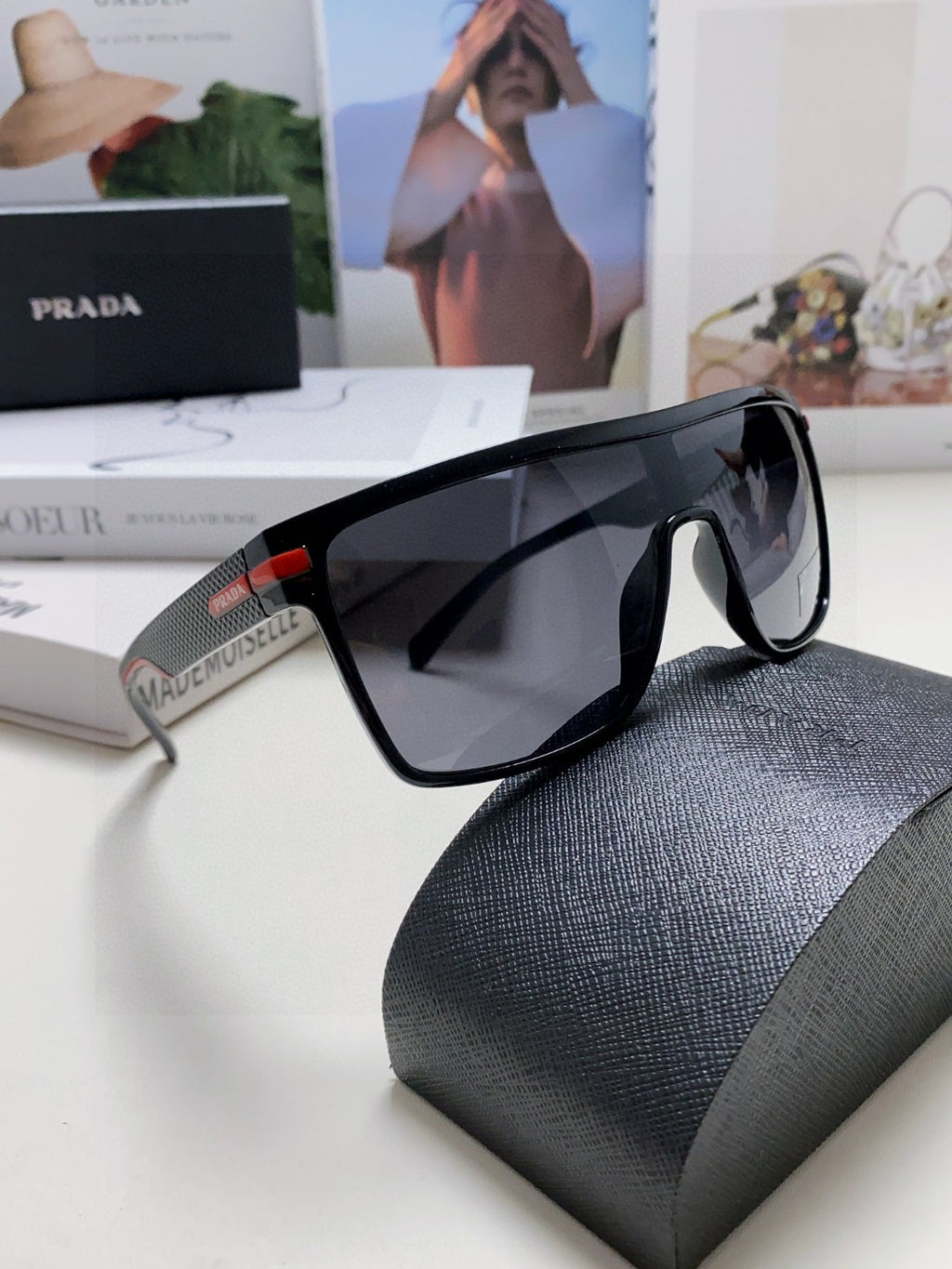 Prada Polarized Oversized Gray Lens Sunglasses for Men & Women - detail image 7