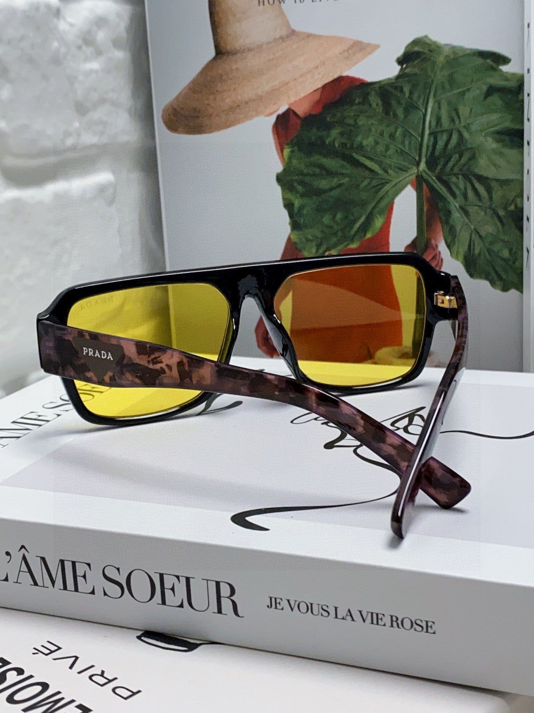 Prada Aviator Gold Lens Sunglasses for Men - detail image 2