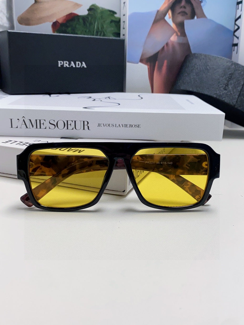 Prada Aviator Gold Lens Sunglasses for Men - detail image 6