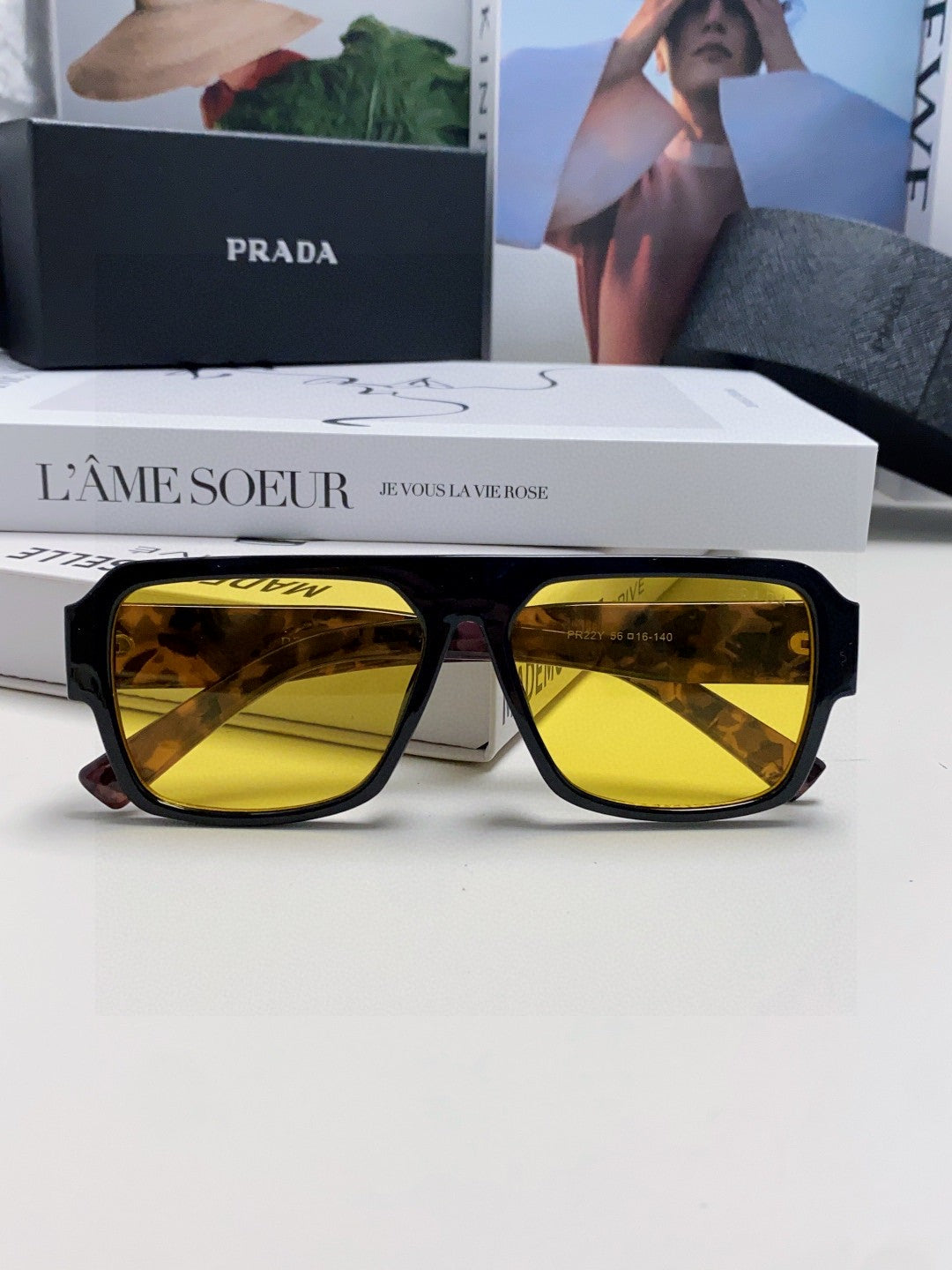 Prada Aviator Gold Lens Sunglasses for Men - detail image 6