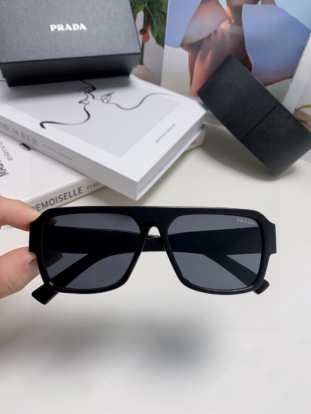 Prada Aviator Blue Lens Sunglasses for Men - detail image 3