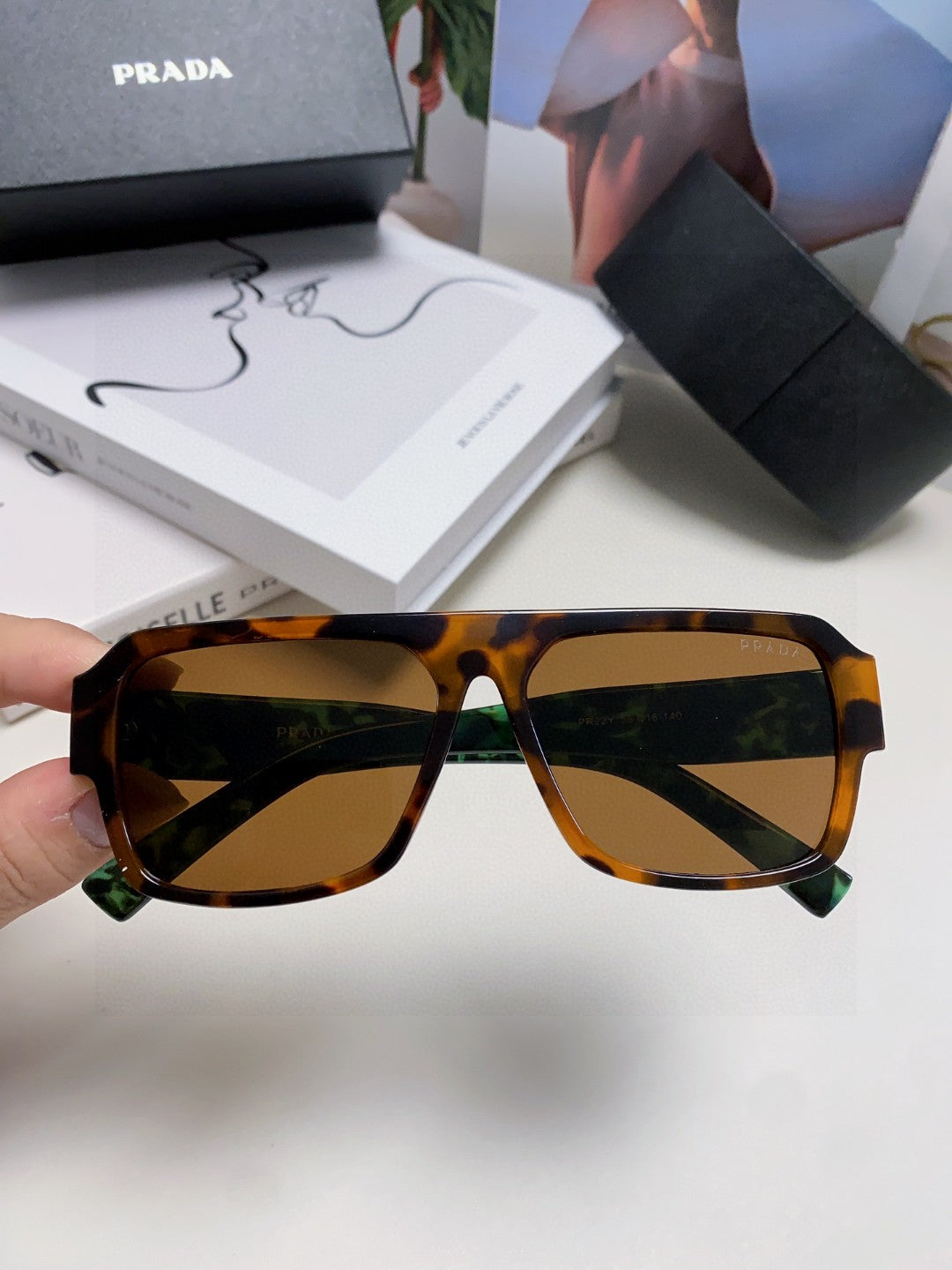 Prada Aviator Black Lens Sunglasses for Men - detail image 5