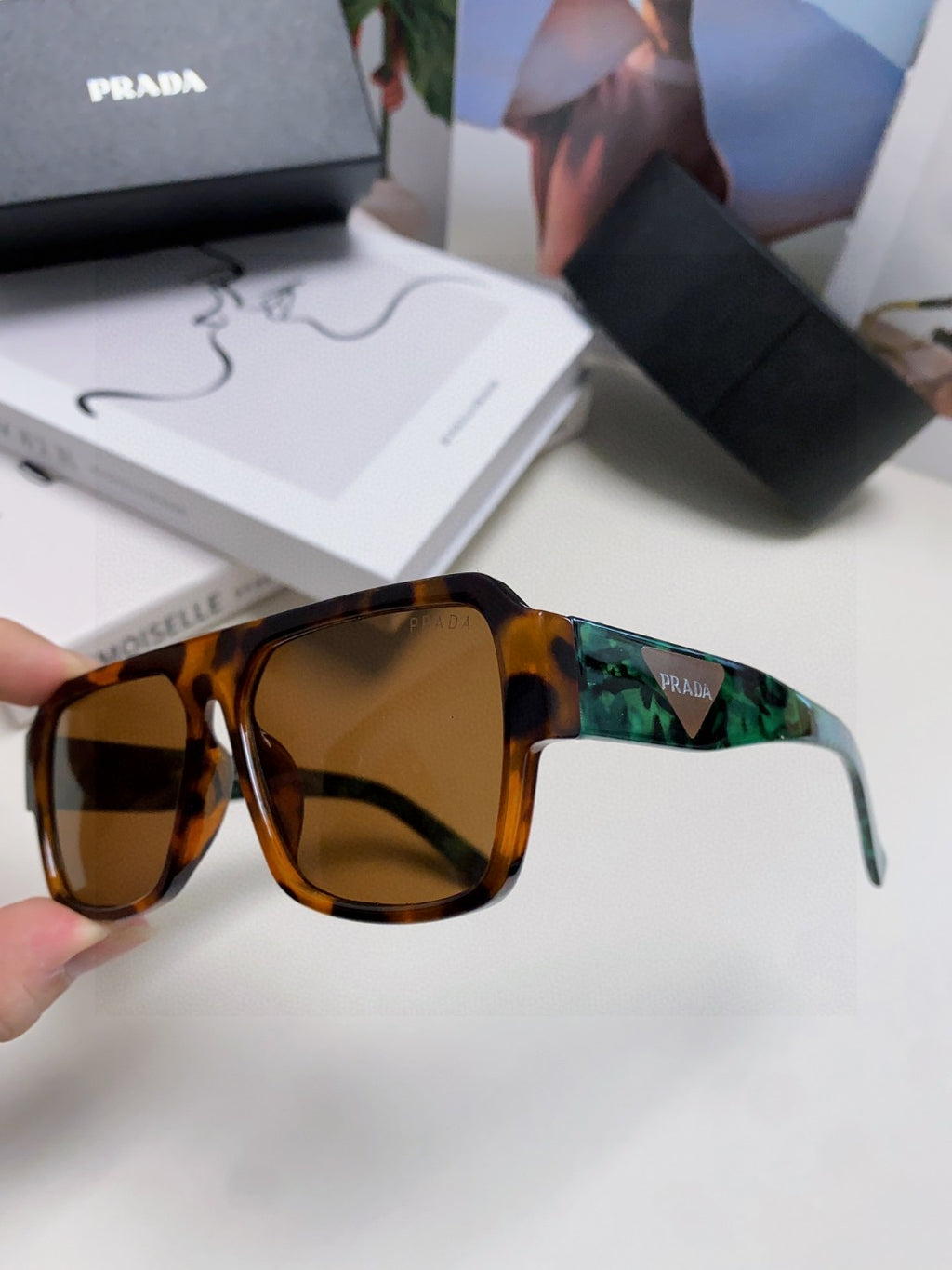 Prada Aviator Black Lens Sunglasses for Men - detail image 7