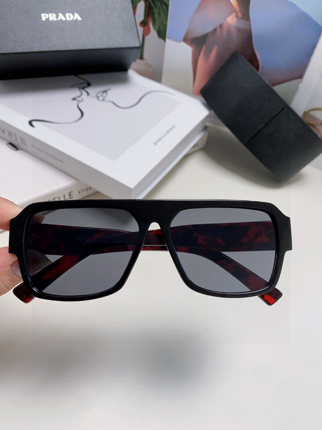 Prada Aviator Pink Lens Sunglasses for Men - detail image 2