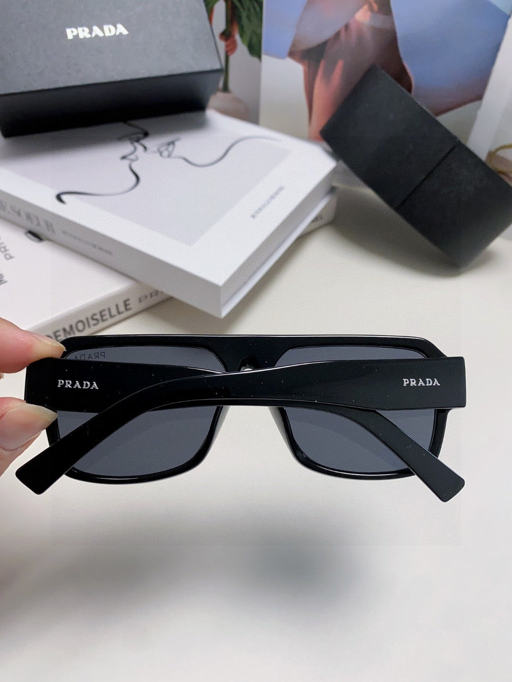 Prada Aviator Blue Lens Sunglasses for Men - detail image 4