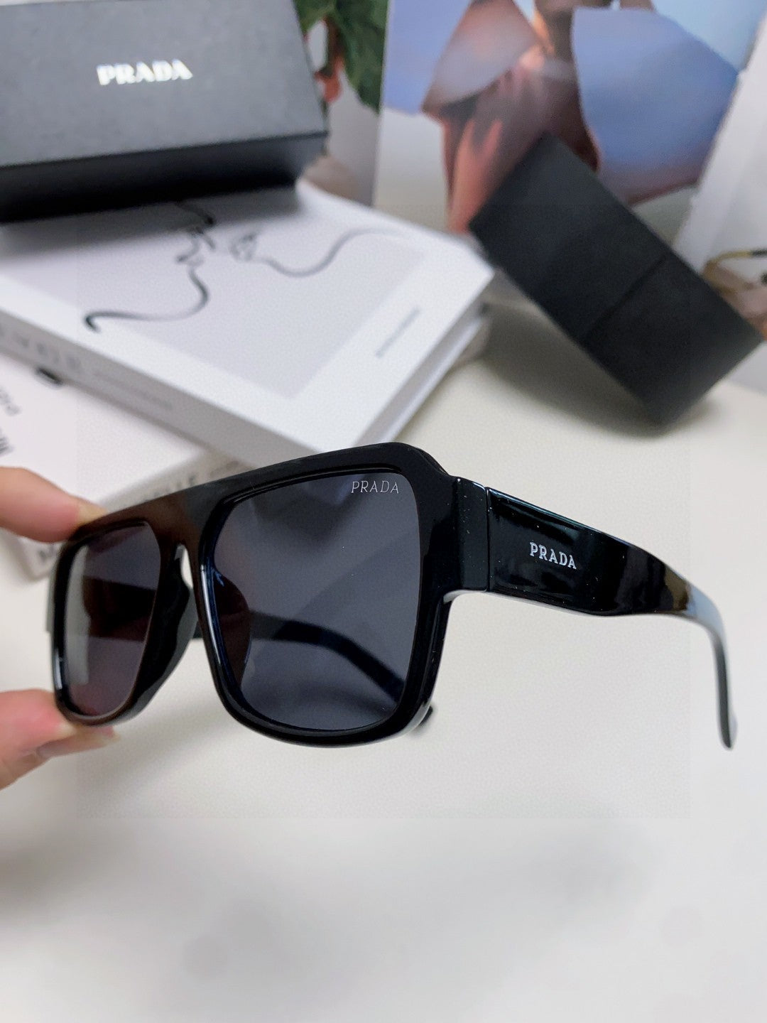 Prada Aviator Blue Lens Sunglasses for Men - detail image 5