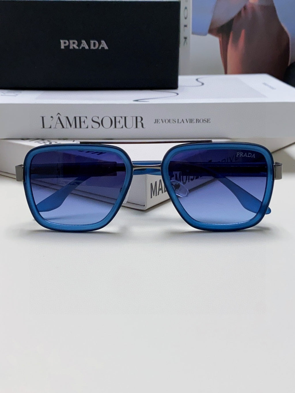 Prada Aviator Blue Lens Sunglasses for Men & Women - 465527 - detail image 5