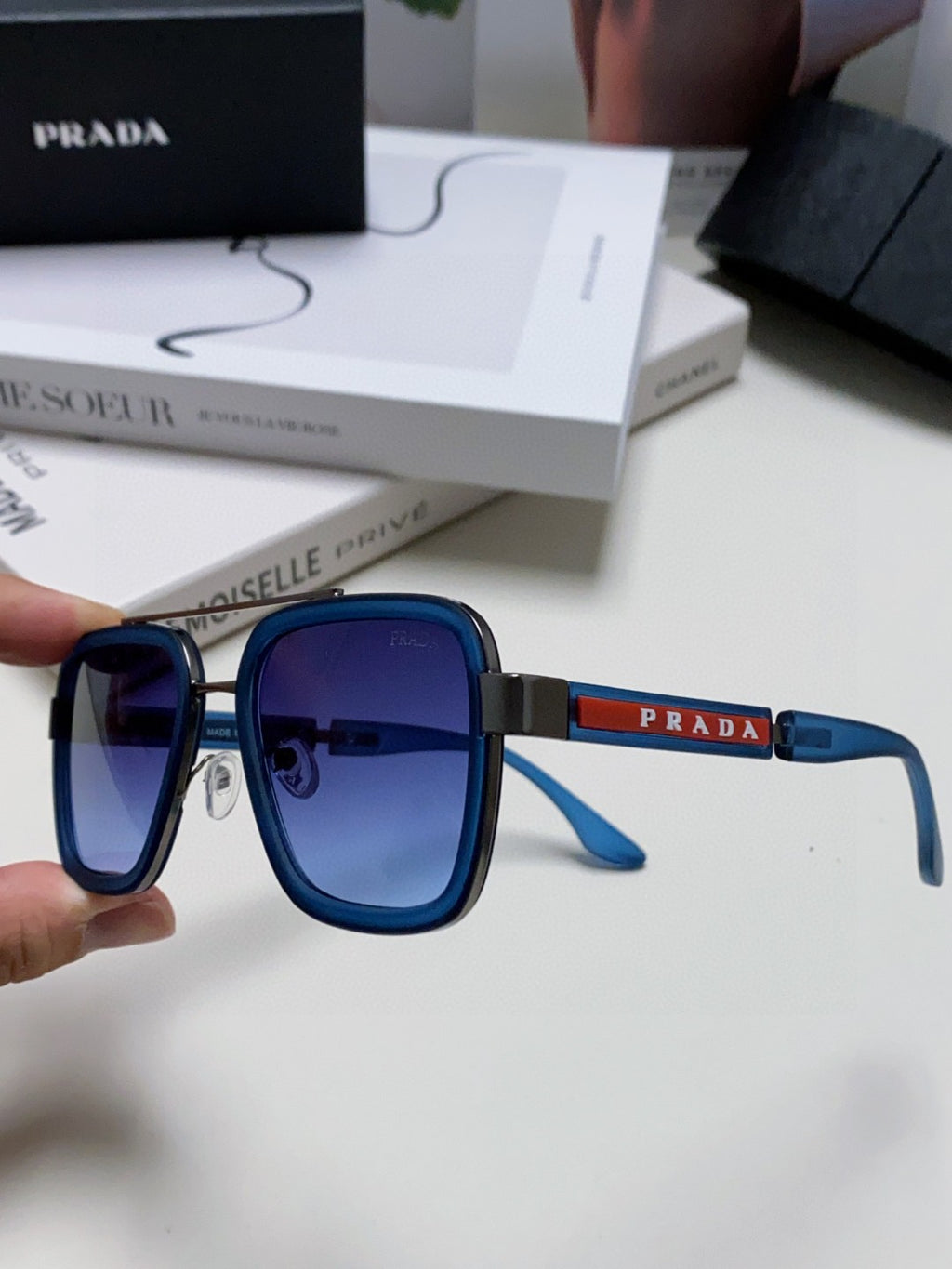 Prada Aviator Blue Lens Sunglasses for Men & Women - 465527 - detail image 4