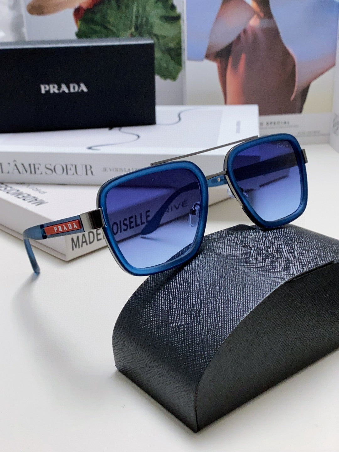 Prada Aviator Blue Lens Sunglasses for Men & Women - 465527 - detail image 6