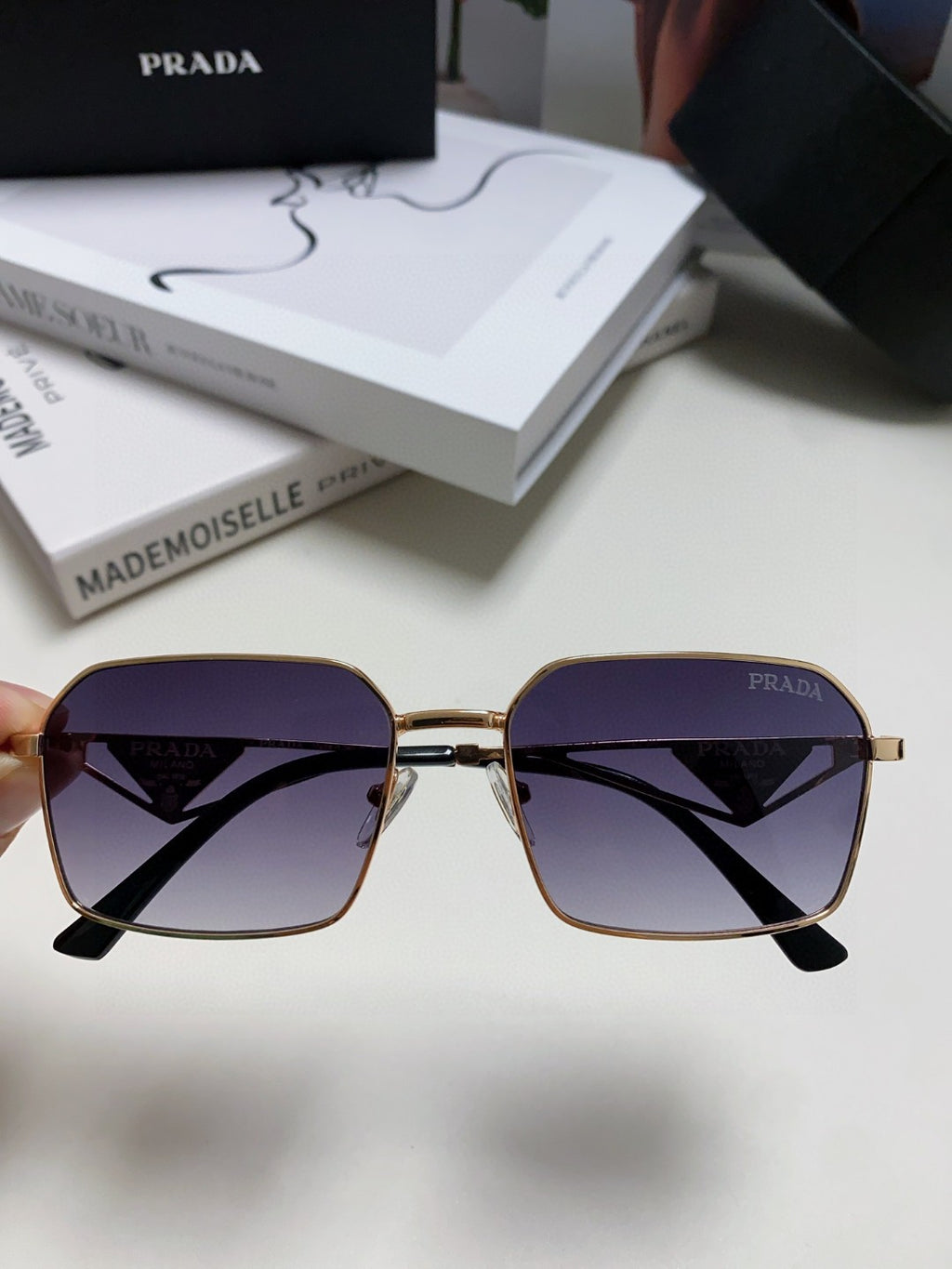 Prada Square Blue Lens Sunglasses for Men & Women - 465530 - detail image 3