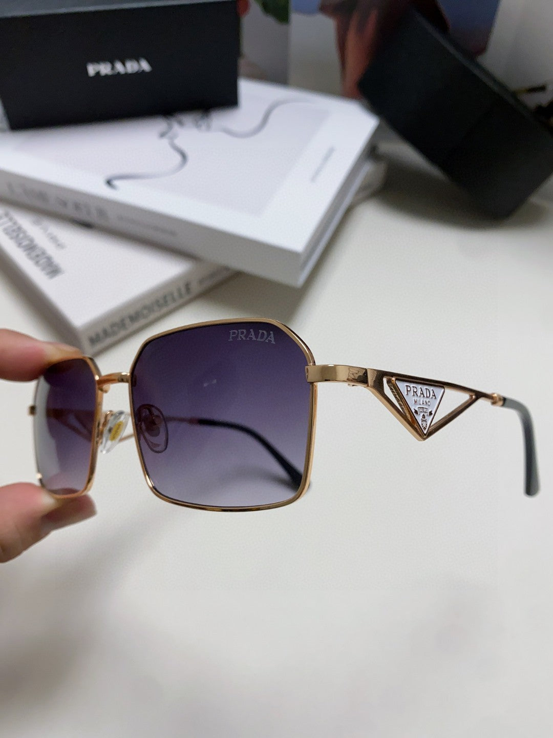 Prada Square Blue Lens Sunglasses for Men & Women - 465530 - detail image 5