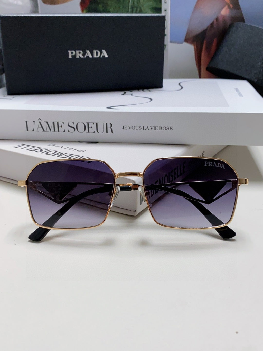 Prada Square Blue Lens Sunglasses for Men & Women - 465530 - detail image 6