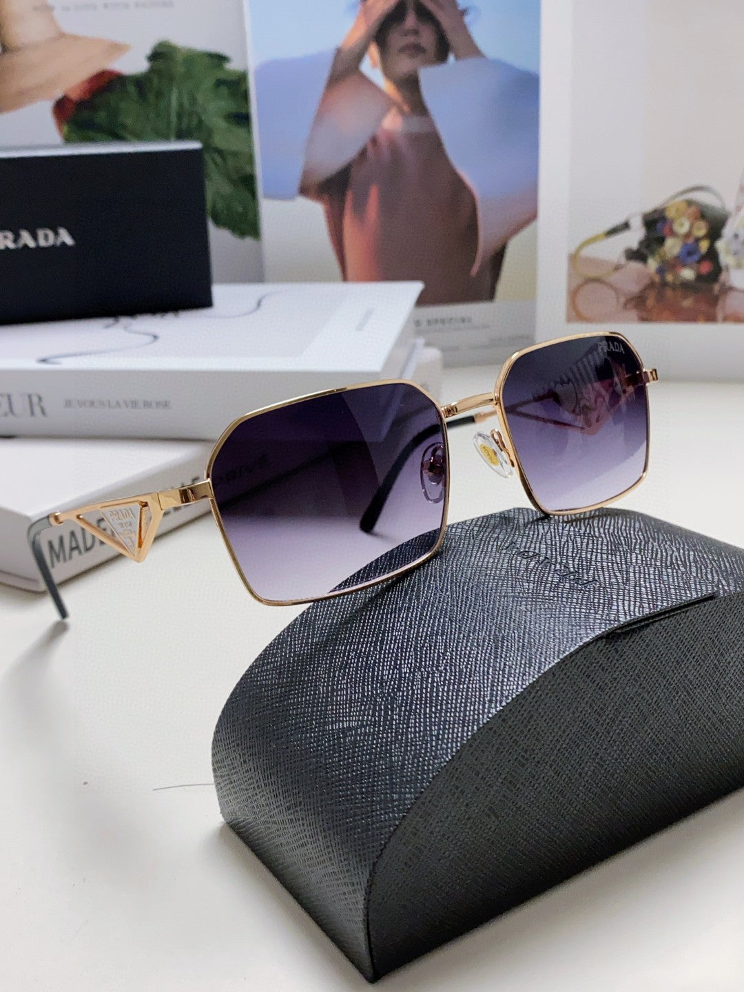 Prada Square Blue Lens Sunglasses for Men & Women - 465530 - detail image 7