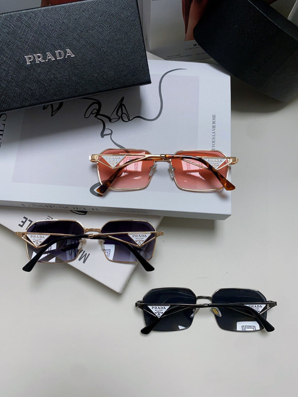 Prada Square Blue Lens Sunglasses for Men & Women - 465530 - detail image 8