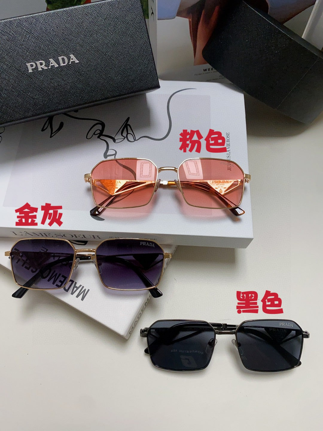 Prada Square Blue Lens Sunglasses for Men & Women - 465530 - detail image 9