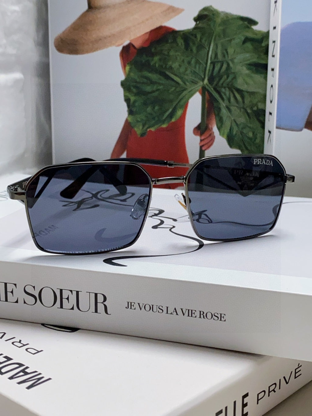 Prada Square Blue Lens Sunglasses for Men & Women - 465531