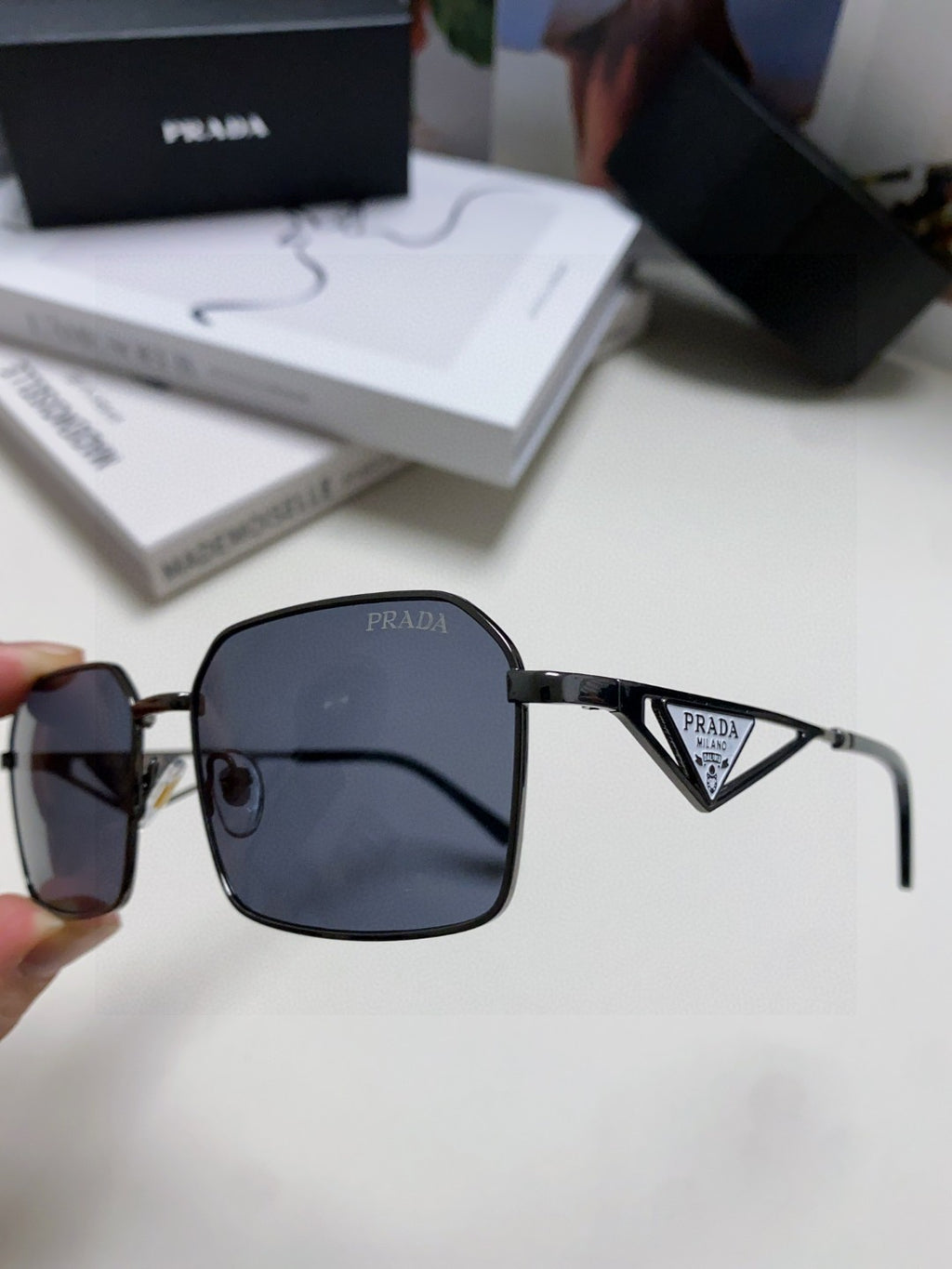 Prada Square Blue Lens Sunglasses for Men & Women - 465531 - detail image 5
