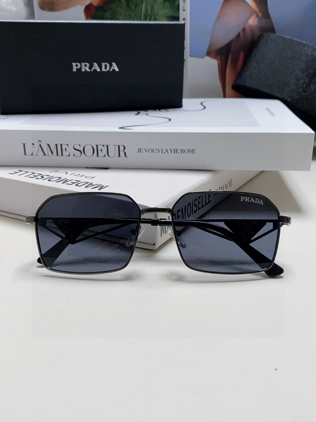 Prada Square Blue Lens Sunglasses for Men & Women - 465531 - detail image 6