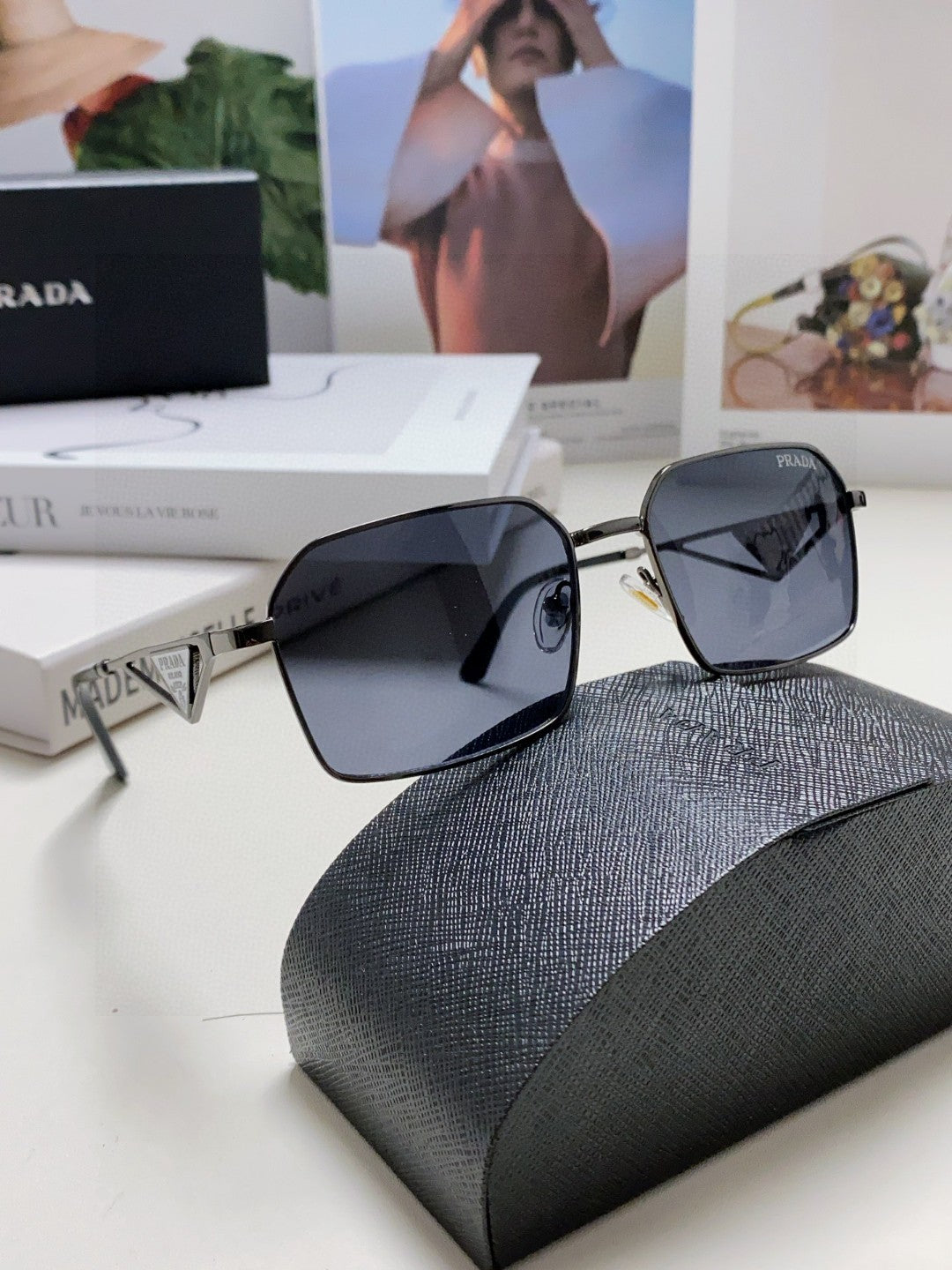 Prada Square Blue Lens Sunglasses for Men & Women - 465531 - detail image 7