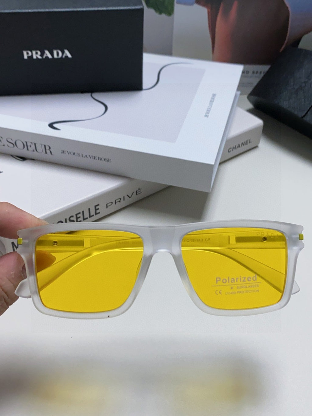 Prada Fashion Yellow Lens Sunglasses for Men & Women - detail image 2