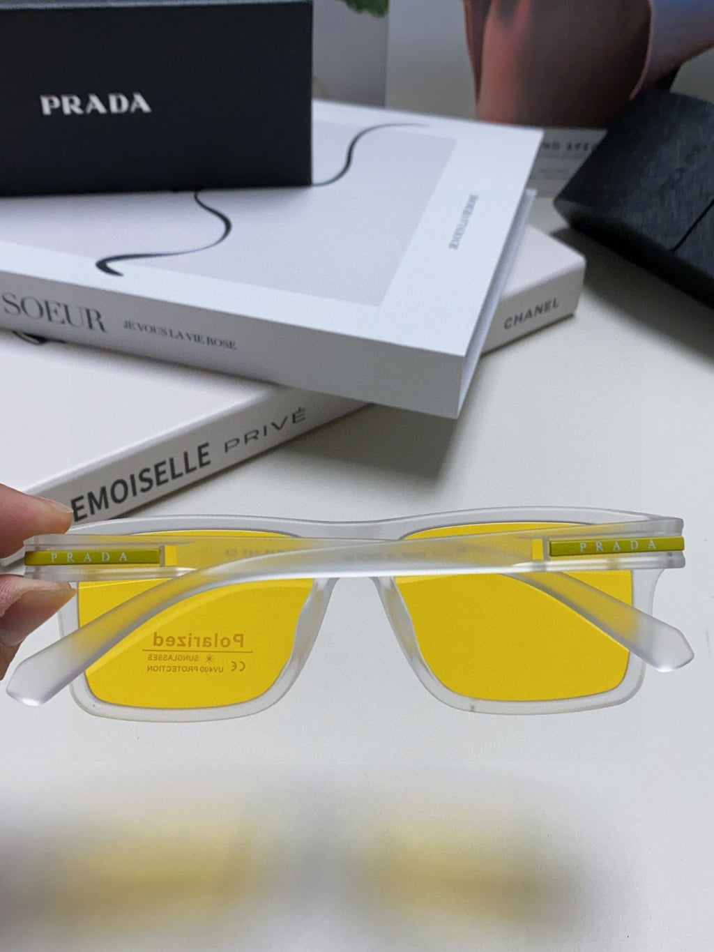 Prada Fashion Yellow Lens Sunglasses for Men & Women - detail image 3