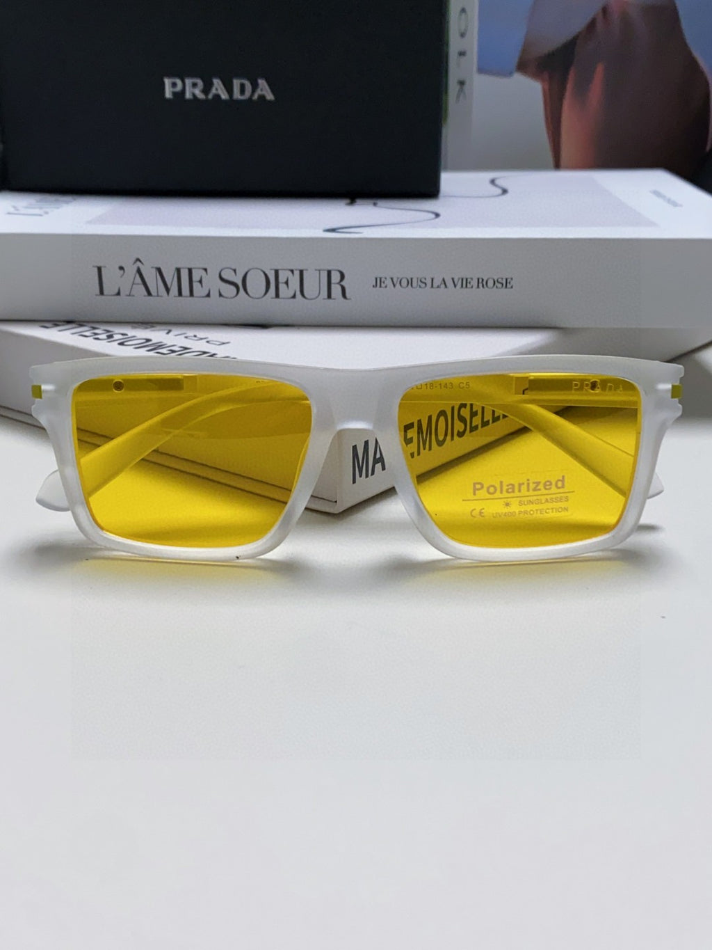 Prada Fashion Yellow Lens Sunglasses for Men & Women - detail image 5