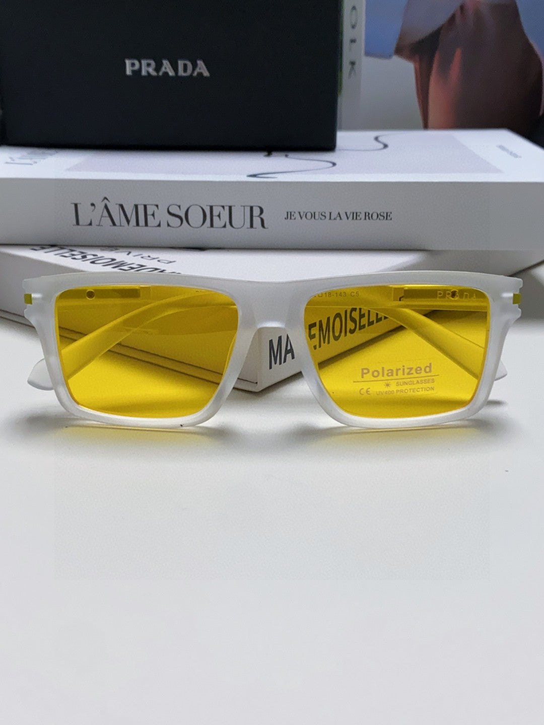 Prada Fashion Yellow Lens Sunglasses for Men & Women - detail image 5