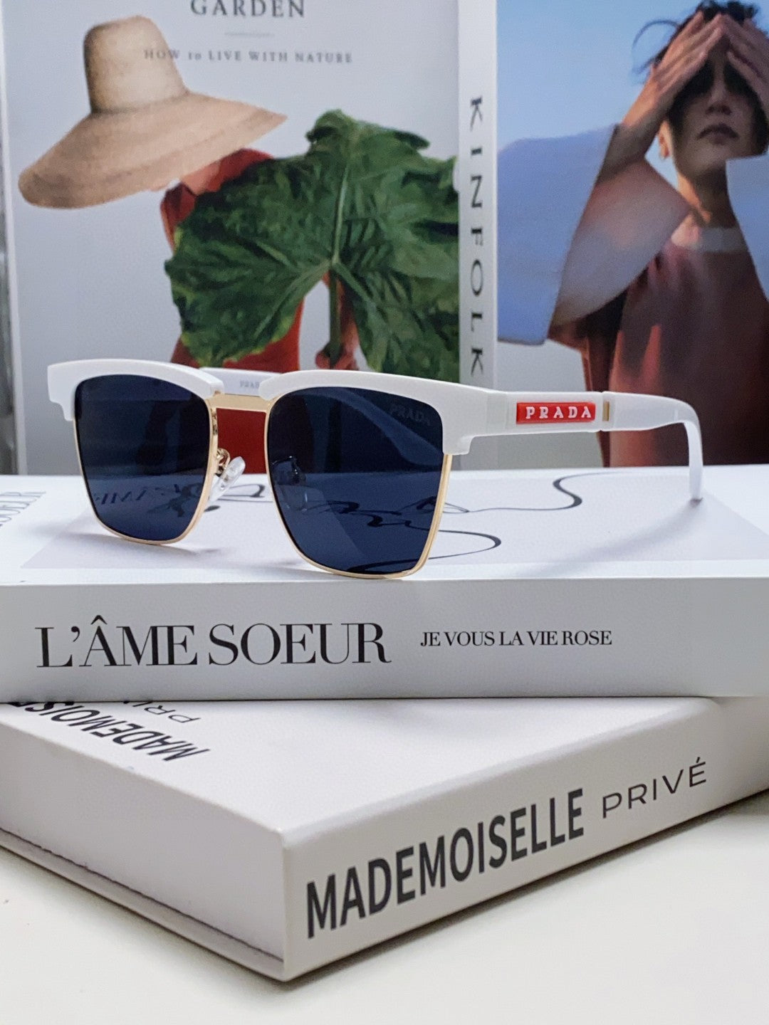 Prada Metal Fashion Black Lens Sunglasses for Men & Women - detail image 2