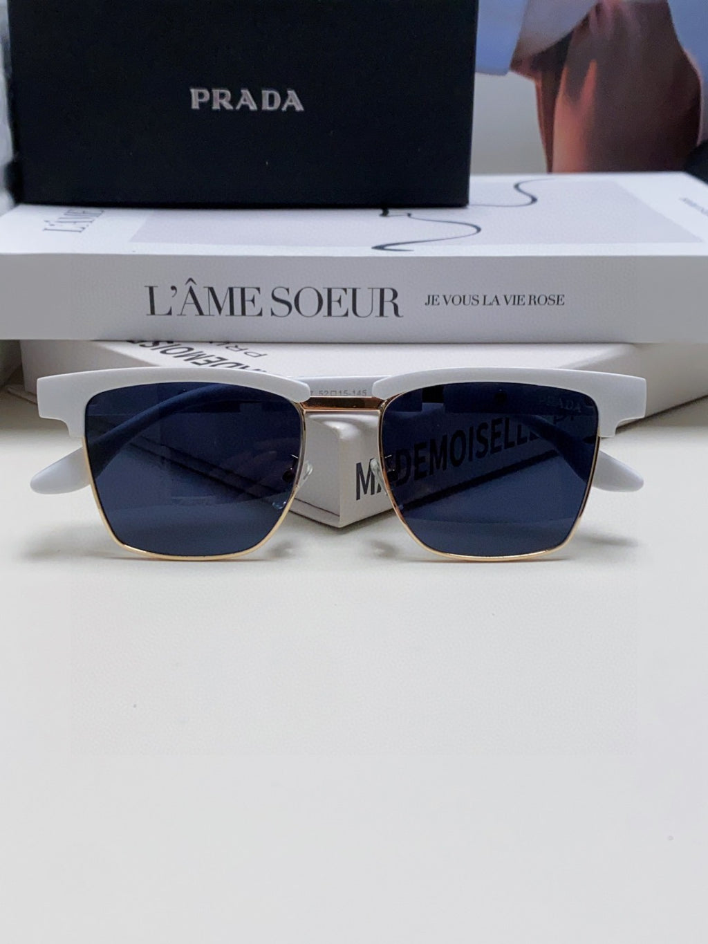 Prada Metal Fashion Black Lens Sunglasses for Men & Women - detail image 8