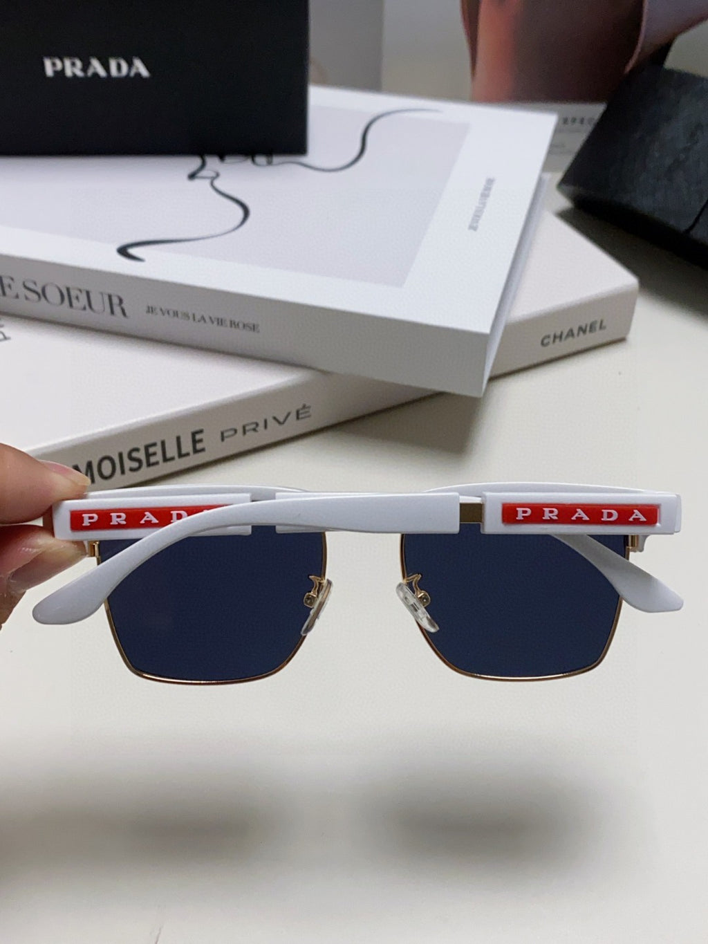 Prada Metal Fashion Black Lens Sunglasses for Men & Women - detail image 6