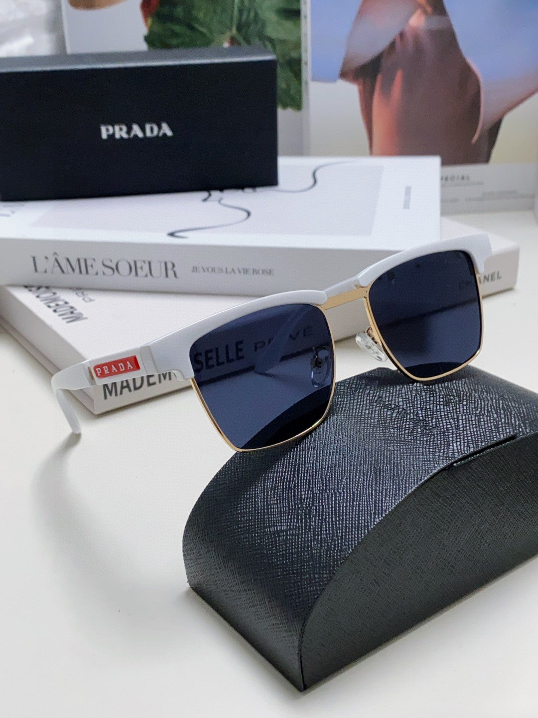 Prada Metal Fashion Black Lens Sunglasses for Men & Women - detail image 9