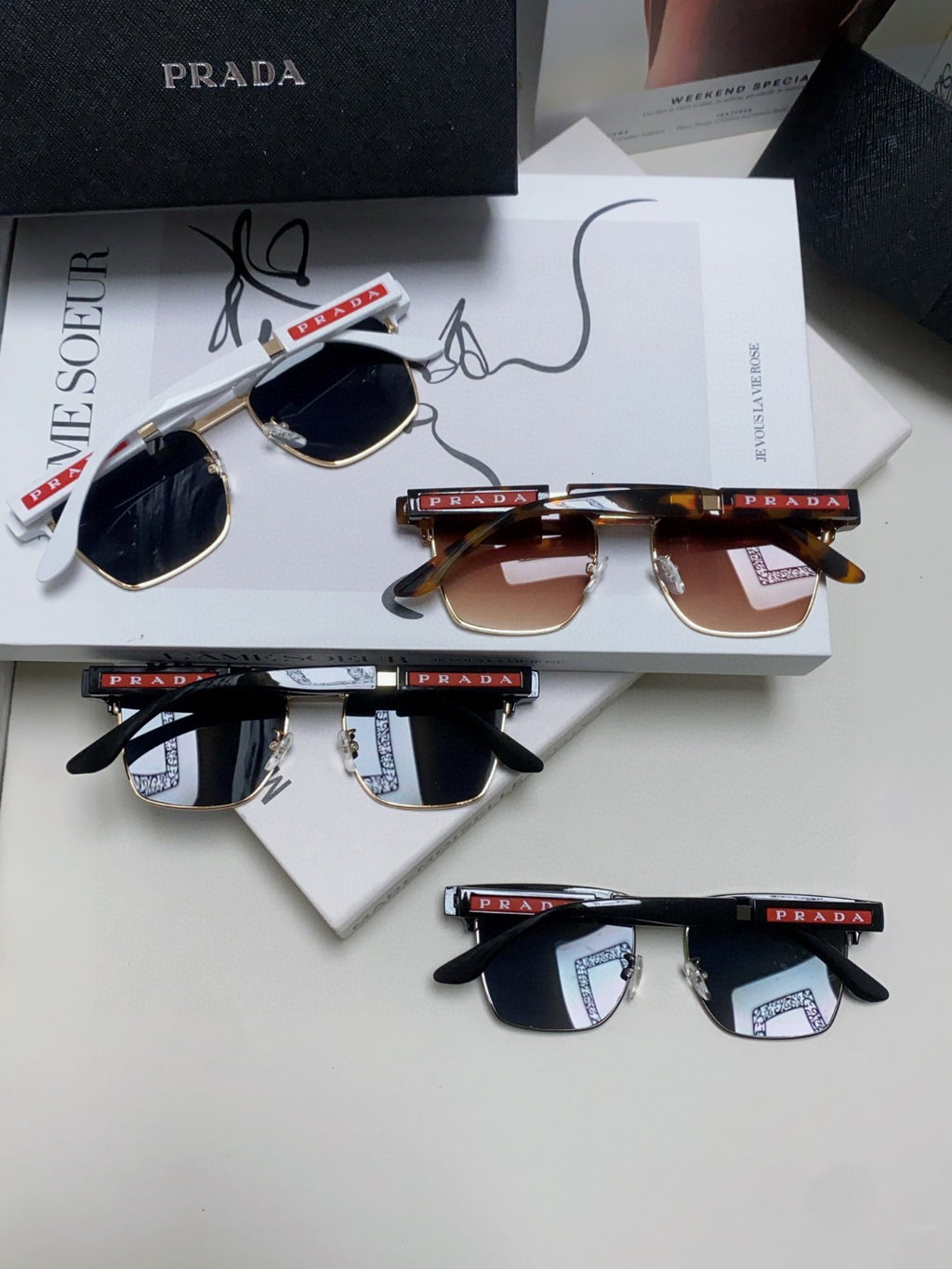 Prada Metal Fashion Red Lens Sunglasses for Men & Women - 465544 - detail image 10
