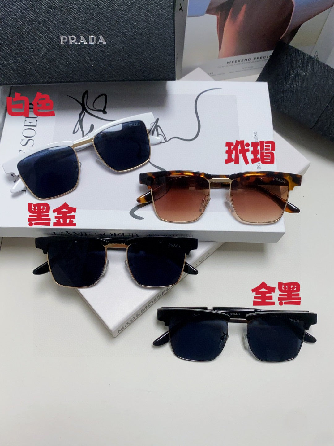 Prada Metal Fashion Red Lens Sunglasses for Men & Women - 465544 - detail image 11