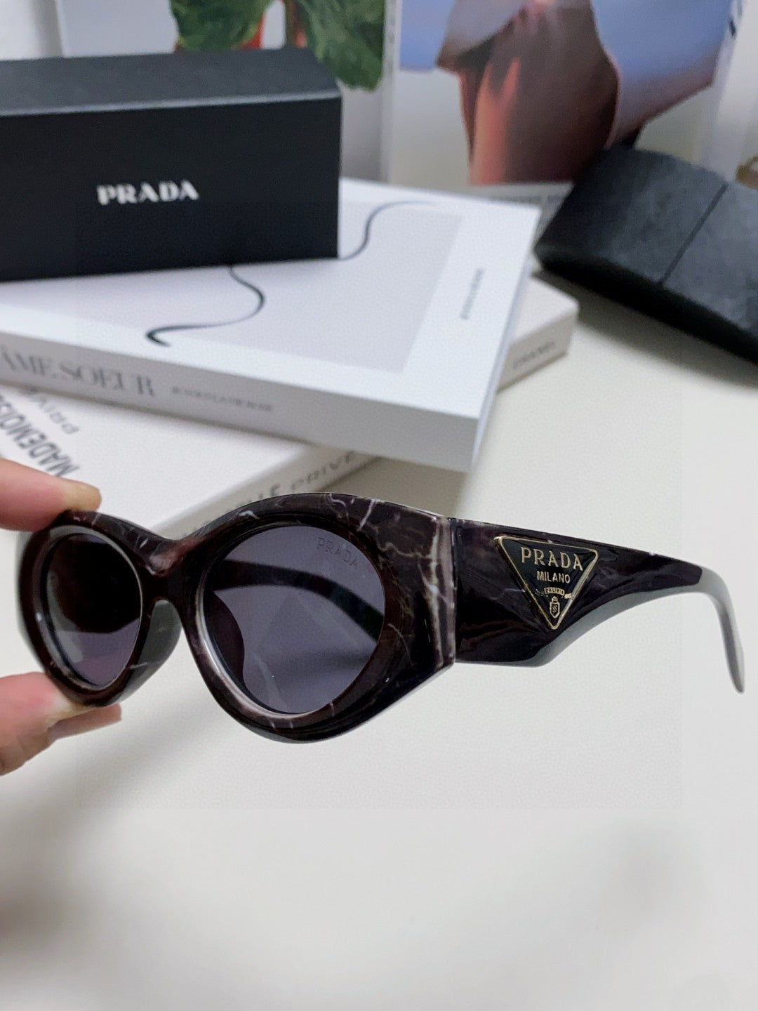 Prada Cat-Eye Blue Lens Sunglasses for Men & Women - 465545 - detail image 5