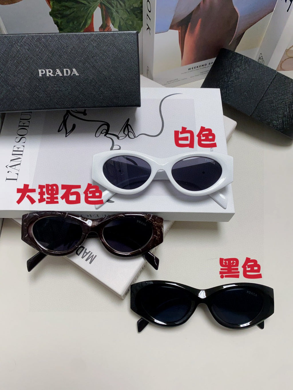 Prada Cat-Eye Blue Lens Sunglasses for Men & Women - 465545 - detail image 9