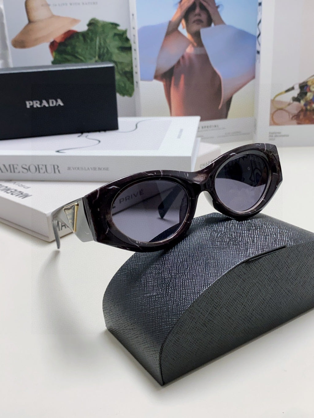 Prada Cat-Eye Blue Lens Sunglasses for Men & Women - 465545 - detail image 7