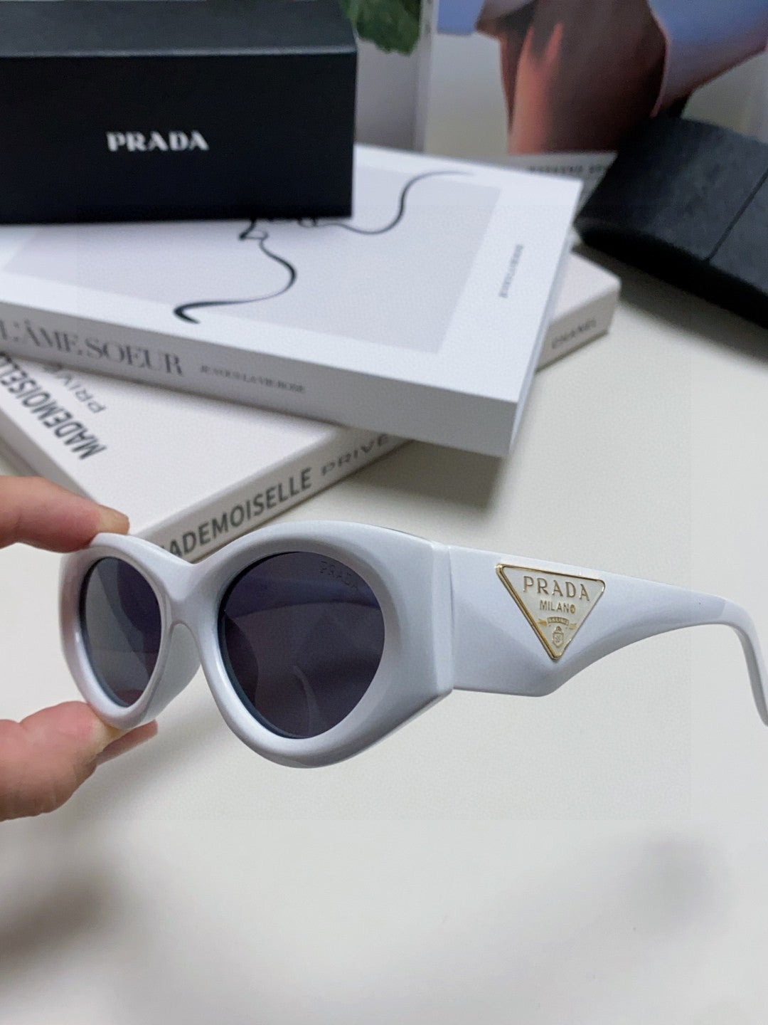Prada Cat-Eye Gray Lens Sunglasses for Men & Women - 465546 - detail image 5
