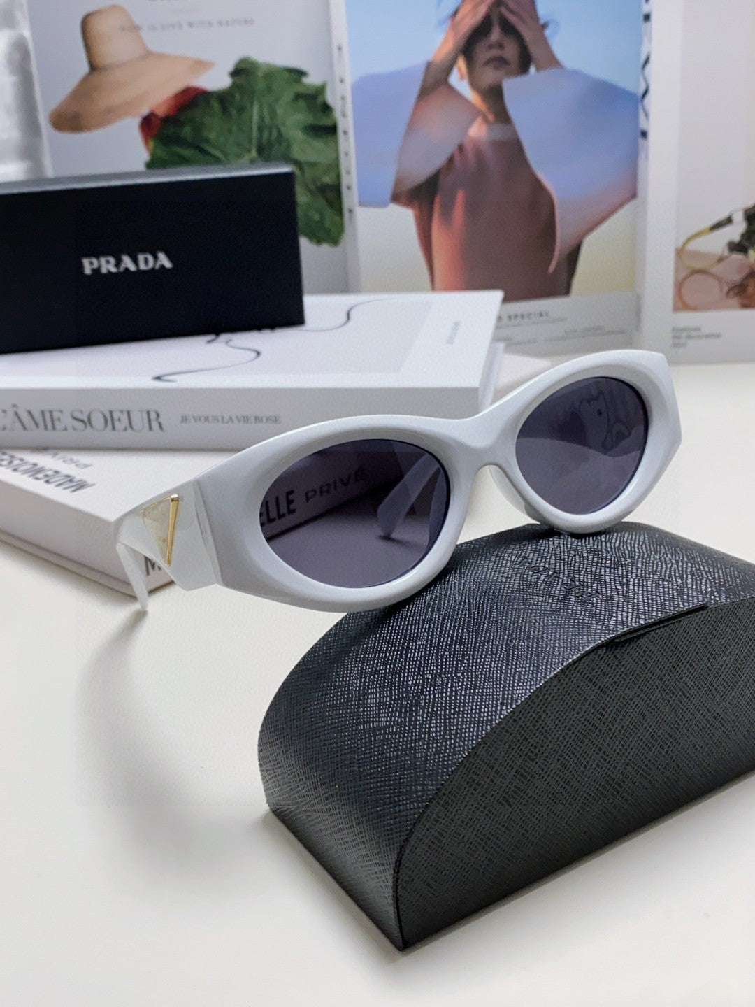 Prada Cat-Eye Gray Lens Sunglasses for Men & Women - 465546 - detail image 7