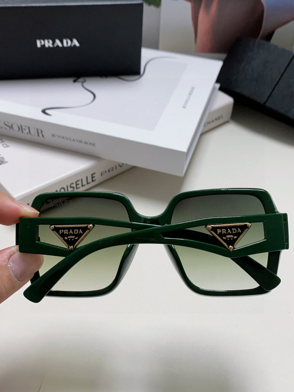 Prada Polarized Oversized Silver Lens Sunglasses for Men & Women - detail image 4