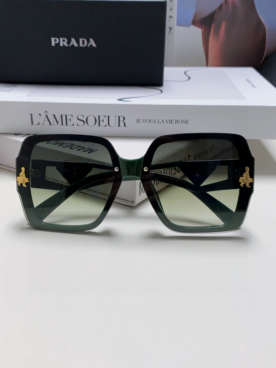 Prada Polarized Oversized Silver Lens Sunglasses for Men & Women - detail image 6