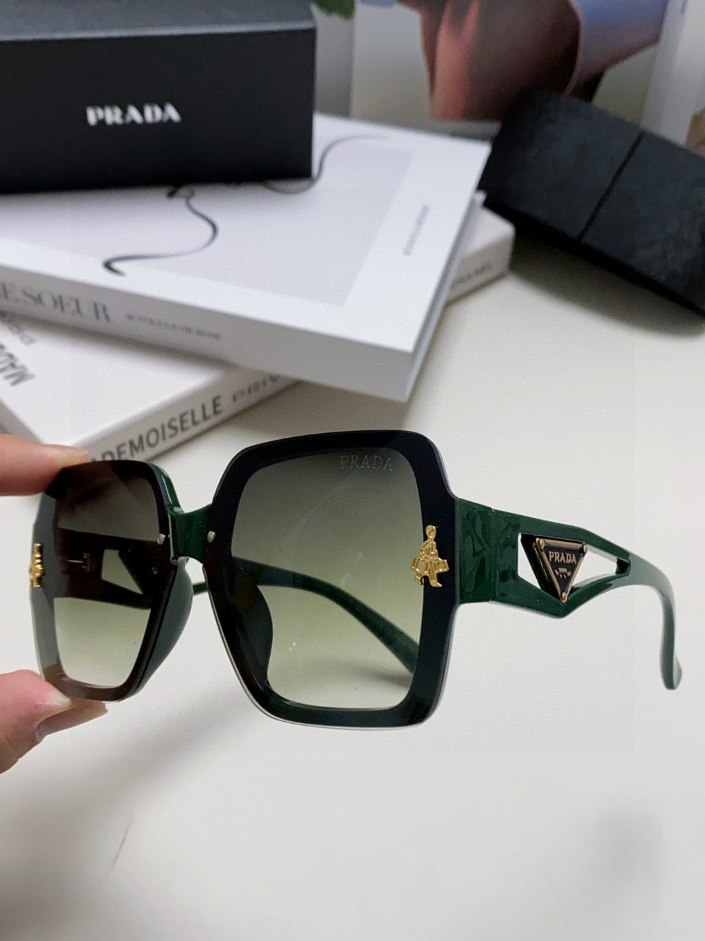 Prada Polarized Oversized Silver Lens Sunglasses for Men & Women - detail image 5