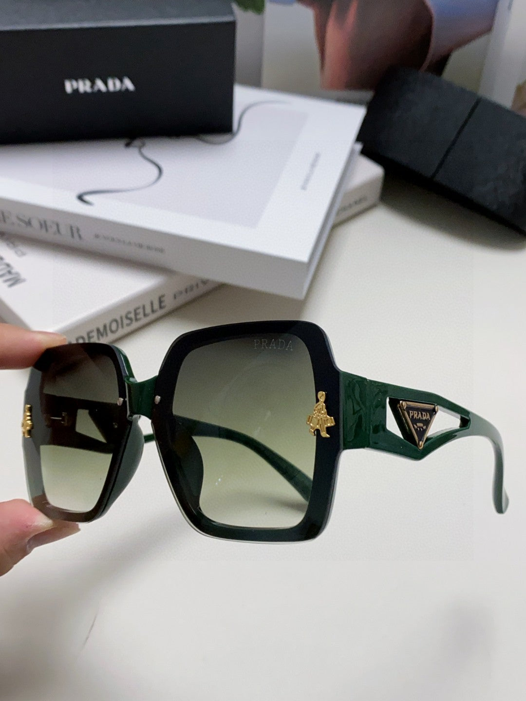 Prada Polarized Oversized Silver Lens Sunglasses for Men & Women - detail image 5