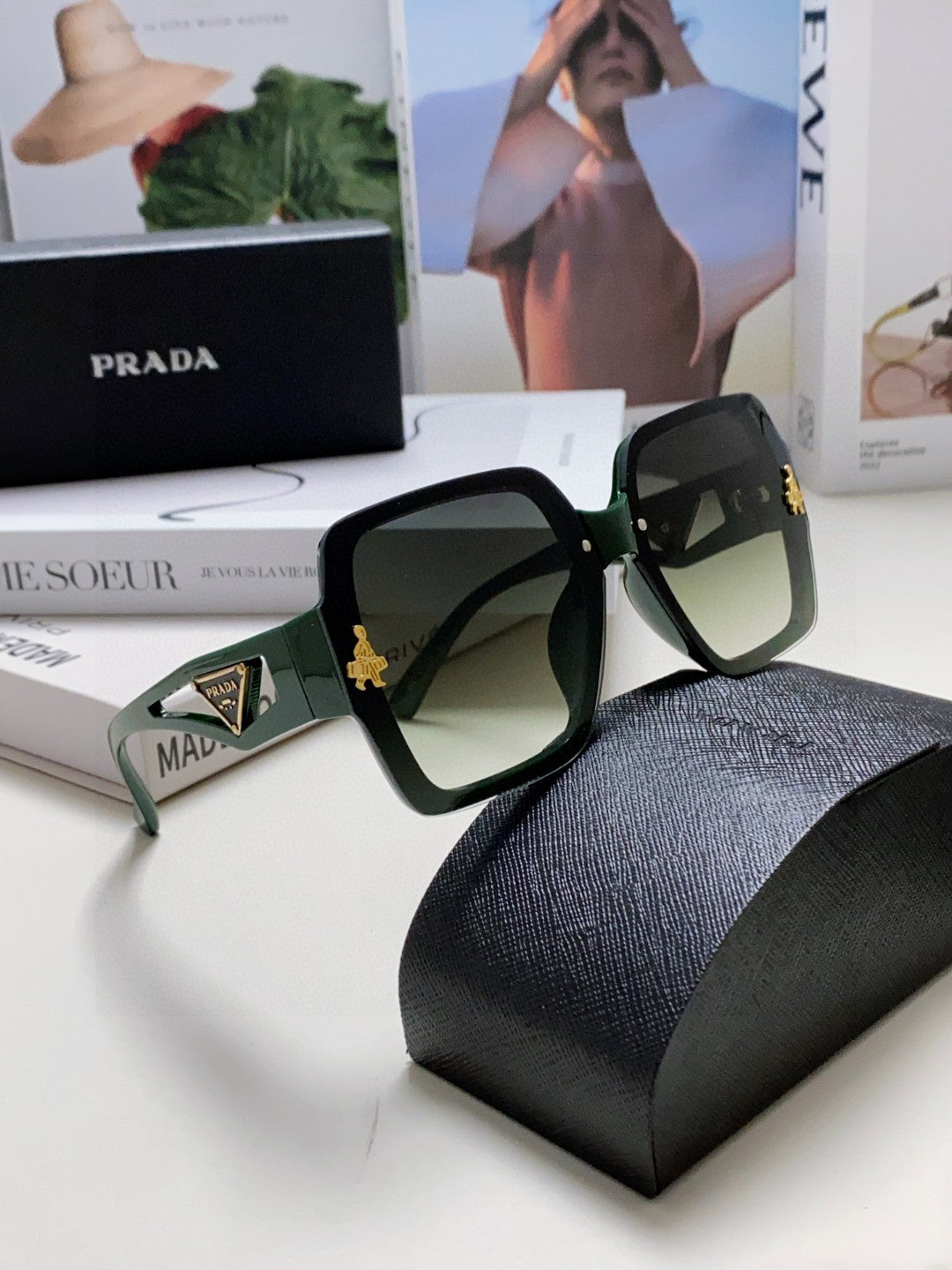 Prada Polarized Oversized Silver Lens Sunglasses for Men & Women - detail image 7