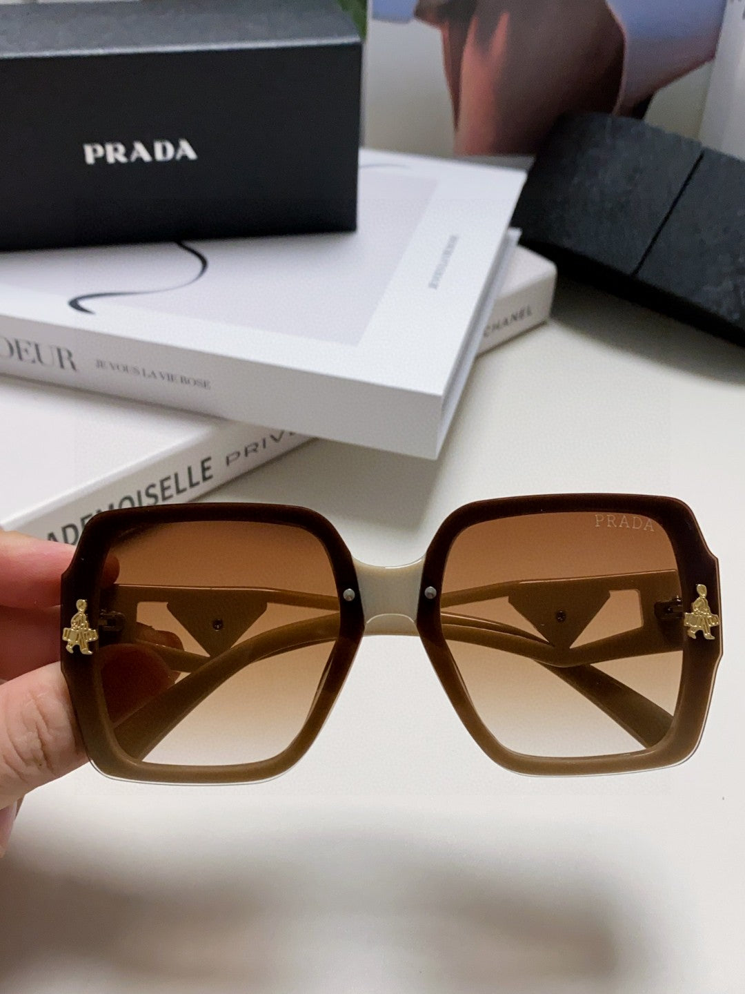 Prada Polarized Oversized Brown Lens Sunglasses for Men & Women - 465549 - detail image 3