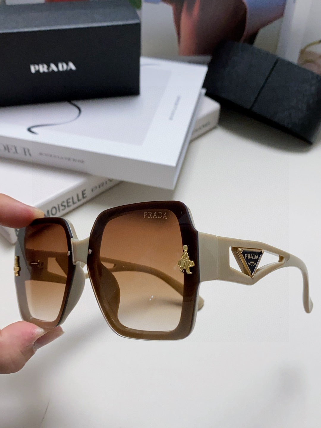 Prada Polarized Oversized Brown Lens Sunglasses for Men & Women - 465549 - detail image 5