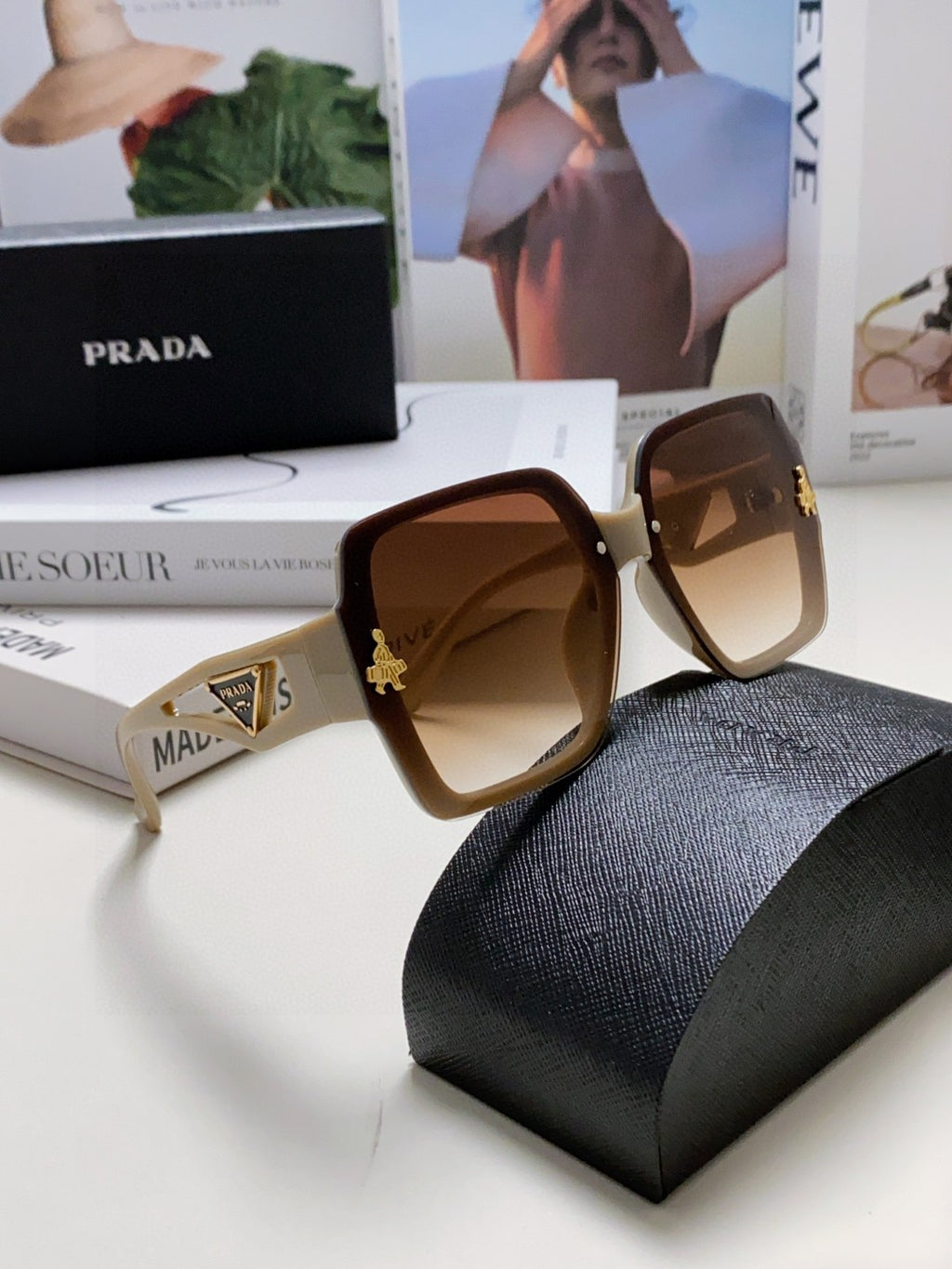 Prada Polarized Oversized Brown Lens Sunglasses for Men & Women - 465549 - detail image 7