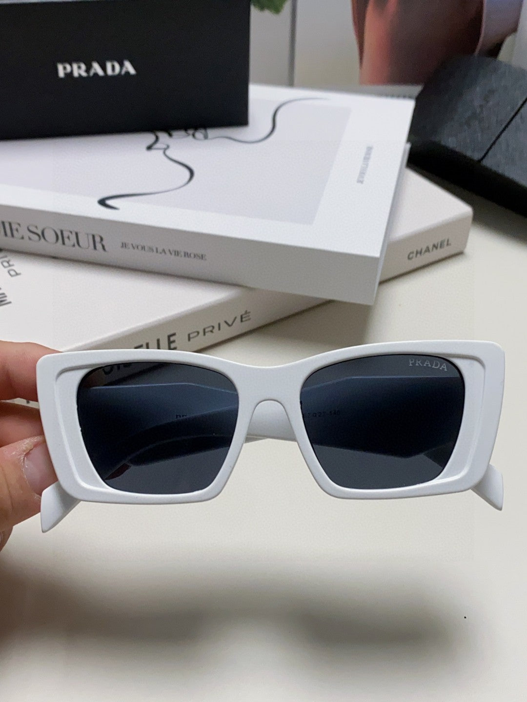 Prada 08YSF Browline Silver Lens Sunglasses for Men & Women - 465551 - detail image 3